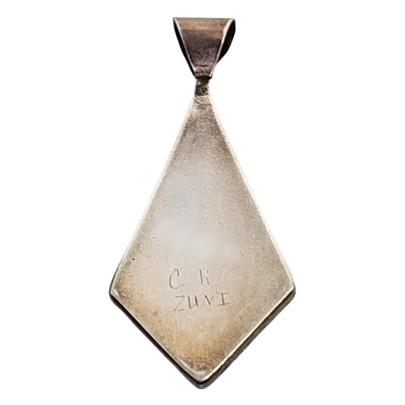 Native American CK Zuni Sterling Silver Multi Stone Inlay Pendant #16149 - Picture 2 of 6